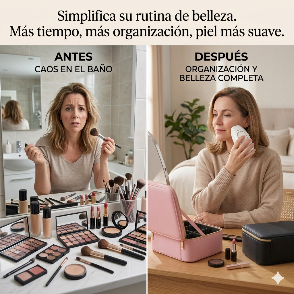 🎁 Combo mamá radiante: Depiladora portátil + cosmetiquera con espejo LED | 50% OFF