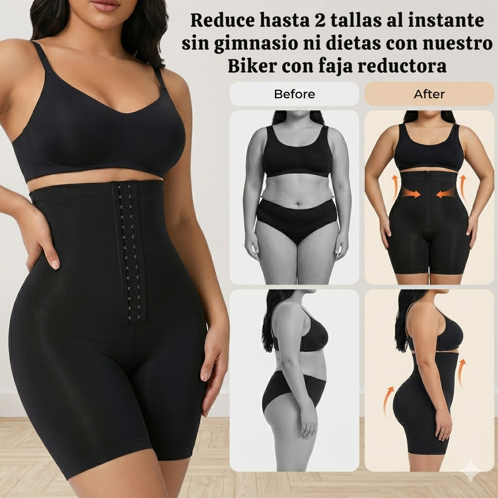 Biker moldeador con faja que define cintura y realza tus glúteos al instante | HOY 40% OFF + ENVÍO GRATIS